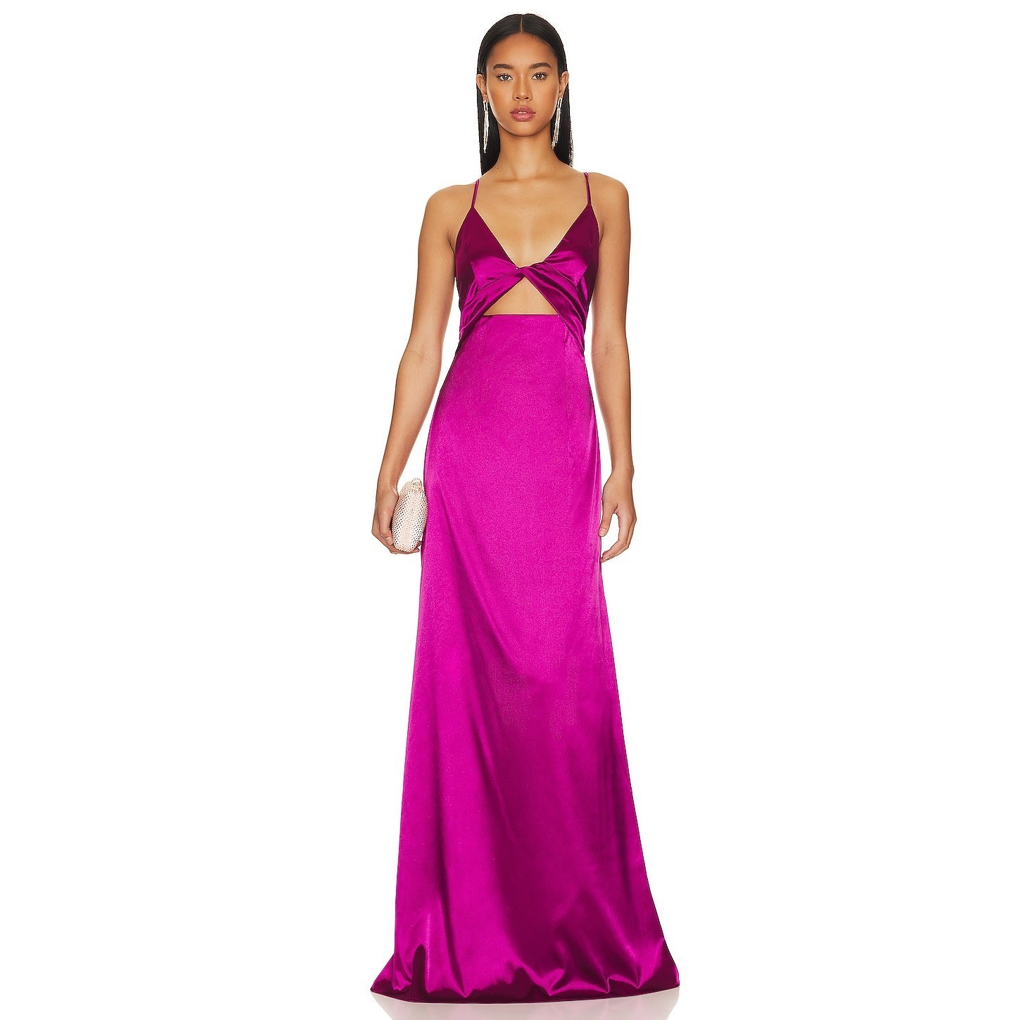 New Yaura Torera Gown In Pink Purple Jewel Satin Maxi Dress Xl Xlarge / Uk 14